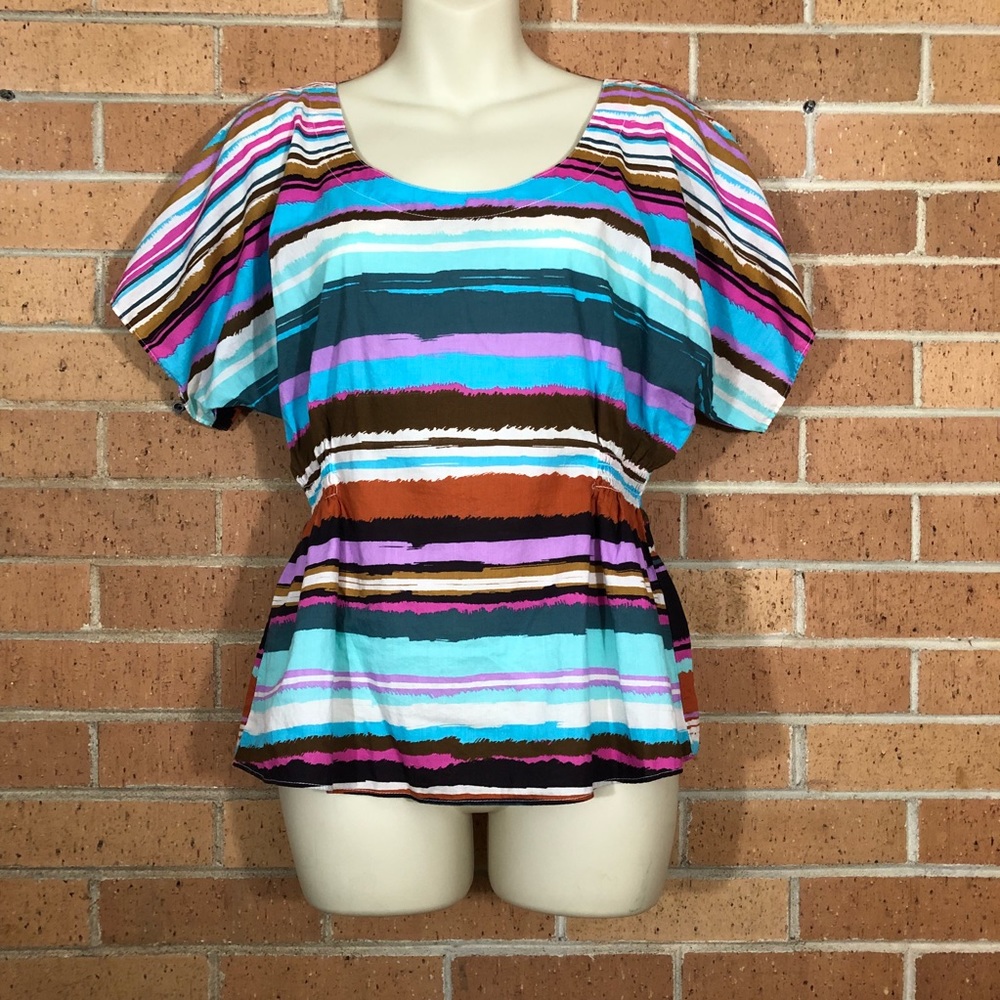 3/$25 👑 Banana Republic Sz XS Striped Cold Shoulder Top